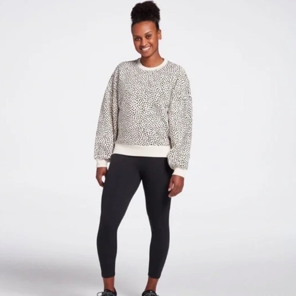 CALIA Confetti Dot Birch Balloon Sleeve Cropped Pullover Sweatshir M - Picture 1 of 10